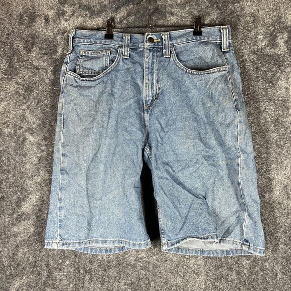 Carhartt Shorts Mens 32 Blue Denim Light Wash 5 Pocket Workwear Zip Fly Classic - Picture 1 of 9